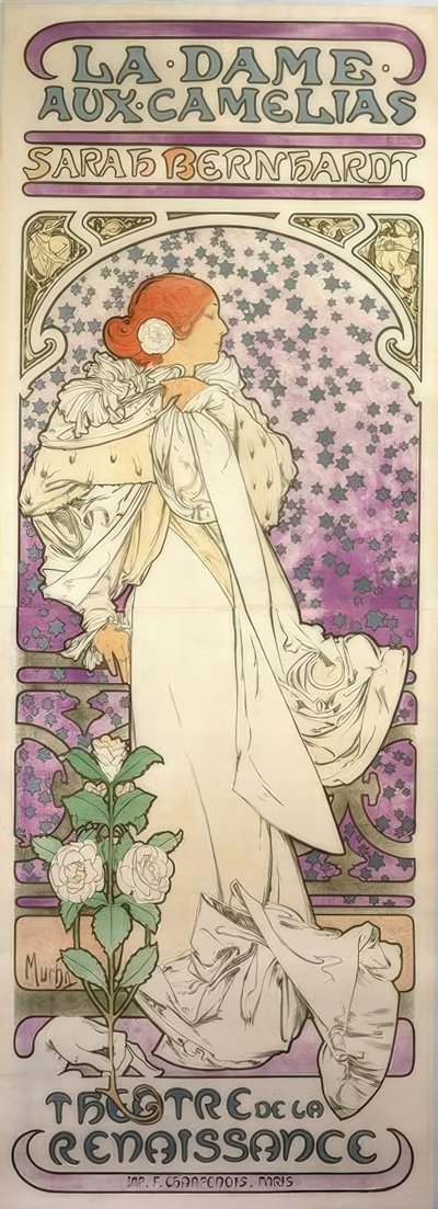 La Dame aux Camélias / Théâtre de la Renaissance - Alphonse Mucha