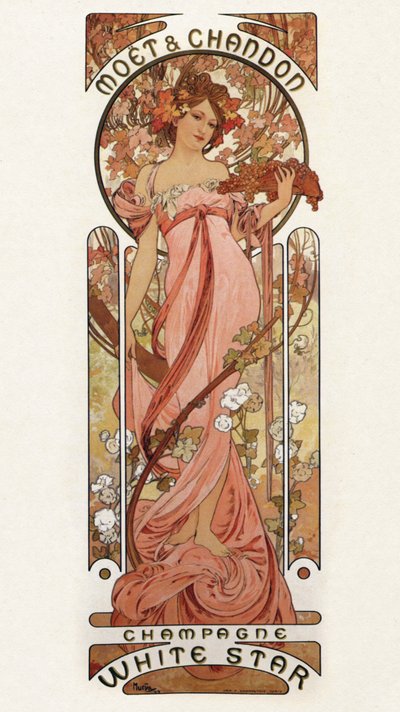 Affiche publicitaire pour Moet & Chandon - Champagne White Star, 1899 - Alphonse Mucha