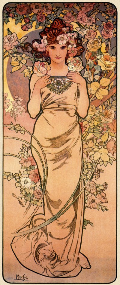Rose, de la série Les Quatre Fleurs, 1897 - Alphonse Mucha