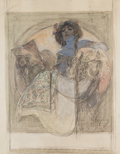 Femme assise – étude pour une affiche, 1897 - Alphonse Mucha