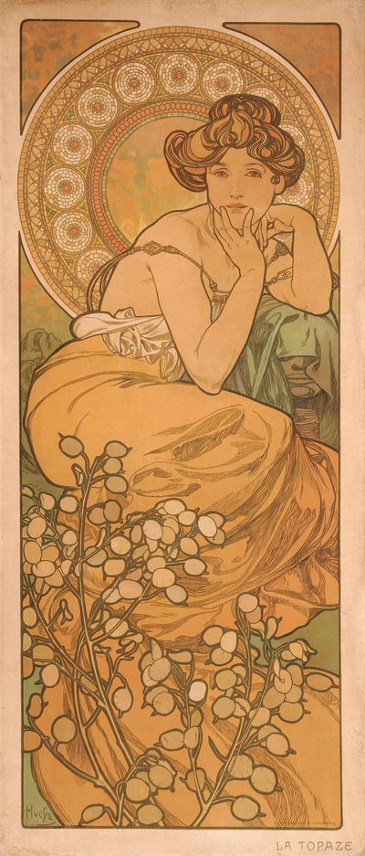 Topaze De la série Les Gemmes - Alphonse Mucha