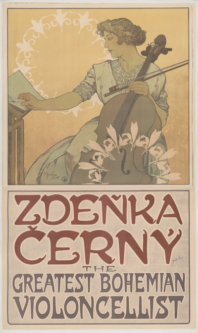 Zdeňka Černý, le plus grand violoncelliste bohémien, 1913 - Alphonse Mucha
