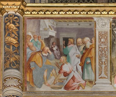Presbytère, septième travée sud, Lavement des pieds, Altobello Melone - Altobello Melone
