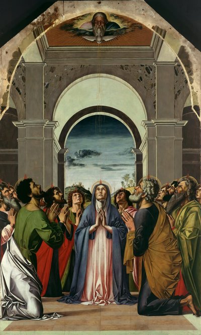 La Descente du Saint-Esprit. Panneau central du Polyptyque de la Pentecôte, vers 1475 - Alvise Vivarini