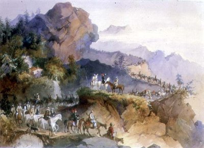 Une Fête Diplomatique Escortée à Travers une Chaîne de Montagnes - Amadeo Preziosi