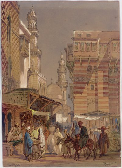 Jour de marché sur le Mu"izz id-Din li-Lah, vieux Caire, 1862 - Amadeo Preziosi