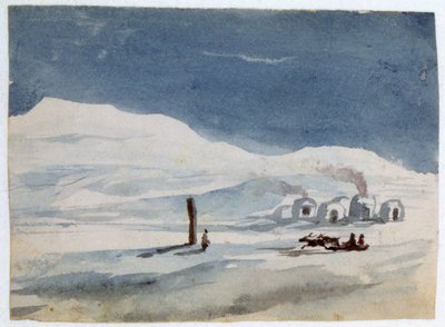 Igloos et Esquimaux". Aquarelle. Aurore Amadine Lucie Dupin (1804-1876) Romancière et féministe française qui a écrit sous le nom de George Sand. - Amantine Dupin