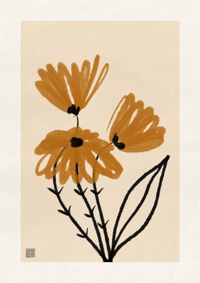 Fleurs abstraites aux teintes chaudes - Amaze Atelier