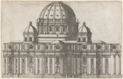 Vue Longitudinale de Saint-Pierre, Rome - Ambrogio Brambilla, after Michelangelo