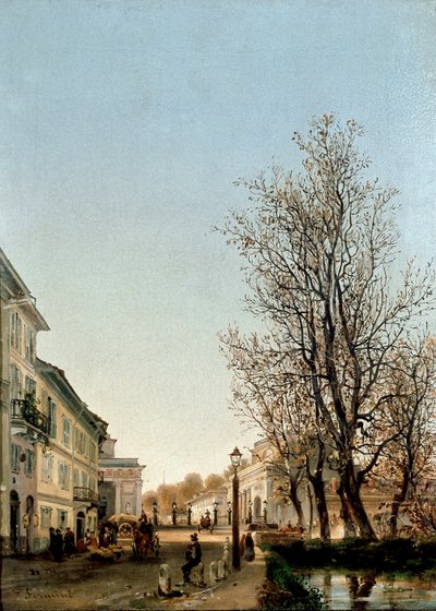 Vue de la zone de Porta Venezia, Milan (peinture, vers 1850) - Ambrogio Fermini