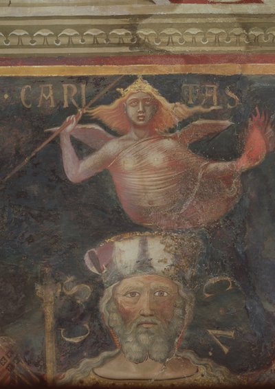 Allégorie du Bon Gouvernement (détail de la Charité et de la tête du Bon Gouvernement) - Ambrogio Lorenzetti