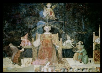 Allégorie du Bon Gouvernement (détail de la Justice inspirée par la Sagesse) - Ambrogio Lorenzetti