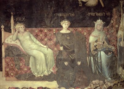 Allégorie du Bon Gouvernement, détail de la Paix, la Force et la Prudence, 1338-40 - Ambrogio Lorenzetti