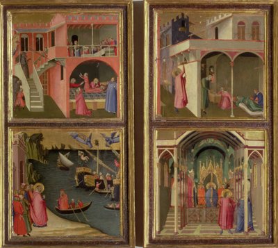 Quatre scènes de la vie de Saint Nicolas : Saint Nicolas donne leur dot à trois filles ; Saint Nicolas élu évêque de Myre ; Résurrection d
