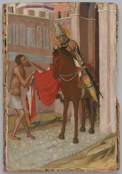 Saint Martin de Tours partage son manteau avec un mendiant - Ambrogio Lorenzetti