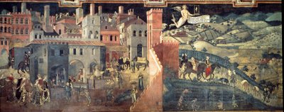 Les effets du bon et du mauvais gouvernement sur la ville et la campagne (détail de la ville) - Ambrogio Lorenzetti