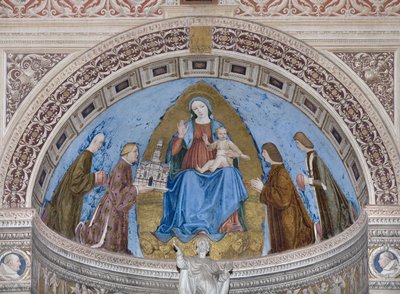 Gian Galeazzo Visconti et ses enfants Filippo Maria, Giovanni Maria et Gabriele Maria présentant le modèle de la Certosa à la Vierge Marie et l
