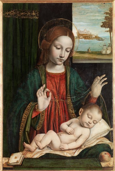 Madonna et Enfant endormi (Madonna du Voile) - Ambrogio da Fossano (c.1460 1523)