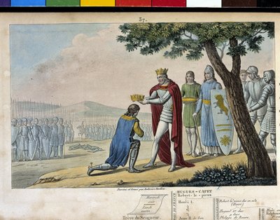 Henri I (1008 - 1060), dynastie capétienne. Vainqueur de son frère Robert le Vieux, il lui pardonna et lui donna le duché de Bourgogne en 1016 - Dessiné et gravé par Ambroise Tardieu en 1825. - Ambroise Tardieu
