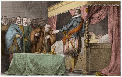 Henri III, roi de France, reconnaît sur son lit de mort Henri de Navarre comme son successeur légitime - Saint-Cloud, 2 août - Ambroise Tardieu