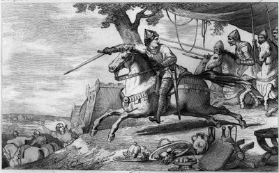 Lothaire (941-986) mène son armée au combat (Aix-la-Chapelle) - Lothaire (941-986), dynastie des Mérovingiens - Il a combattu contre l