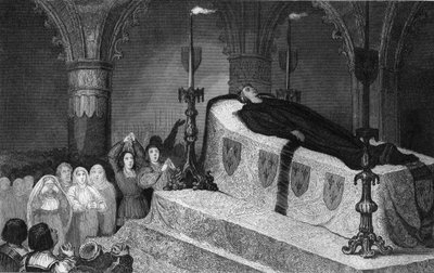 Louis XII (1462-1515) Père du Peuple sur son lit de mort - Gravure de 1825 dans « Histoire de France représentée par des tableaux synoptiques dédiée aux enfants de France et employée pour leur éducation » - Ambroise Tardieu