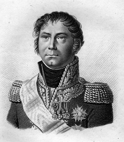 Portrait du général Becker qui escorta Napoléon Ier en 1815 au lieu de son embarquement pour Sainte-Hélène après les 100 jours. Dans “Portraits des Généraux Français”. Gravé par Ambroise Tardieu en 1818. Collection Stella. - Ambroise Tardieu