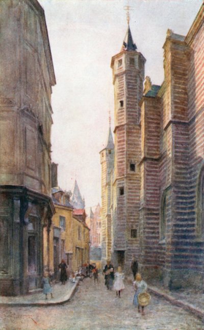 The Vieille Boucherie, Antwerp (colour litho) - Amedee (after) Forestier