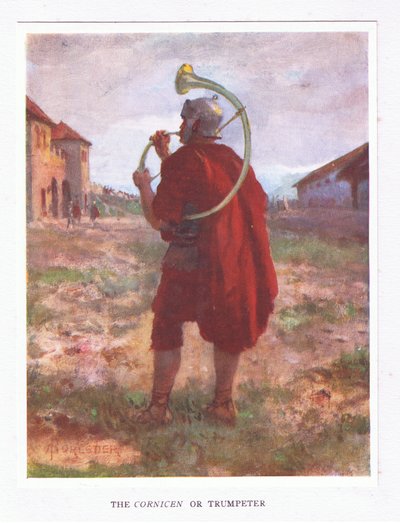 Un Cornicen ou trompettiste, illustration de The Roman Soldier, 1928 - Amedee Forestier