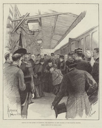 Arrivée de la reine à Florence, réception de Sa Majesté à la gare - Amedee Forestier