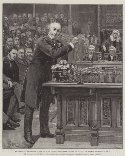 M. Gladstone expliquant à la Chambre des communes son projet pour le gouvernement de l
