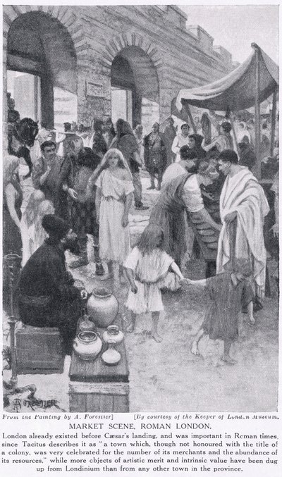 Scène de marché romain, Londres, illustration de 