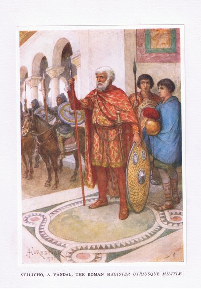 Stiliko, un vandale, Le Magister Utriusque Militae romain, illustration de The Roman Soldier, 1928 - Amedee Forestier