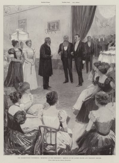 La Conférence de Bloemfontein, Réception à la Présidence, Réunion de Sir Alfred Milner et du Président Kruger - Amedee Forestier