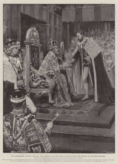Le couronnement, père et fils, le roi Edward et le prince de Galles après l