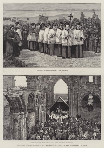Le pèlerinage catholique romain à Lindisfarne, Holy Isle, sur la côte de Northumberland - Amedee Forestier
