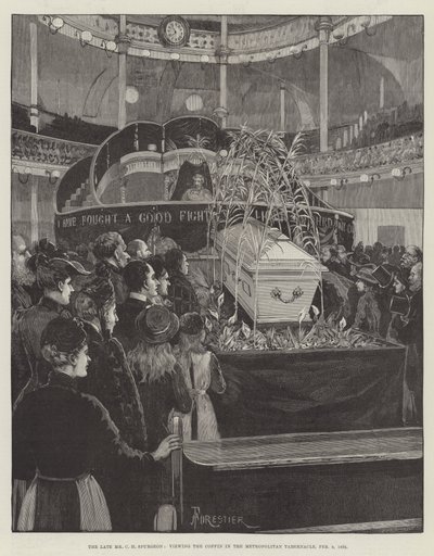 Le défunt M. C H Spurgeon, vue du Cercueil dans le Tabernacle Métropolitain, 9 février 1892 - Amedee Forestier
