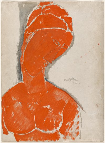 Buste Féminin en Rouge - Amedeo Modigliani