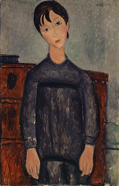 Fille debout en tablier noir, 1918 - Amedeo Modigliani