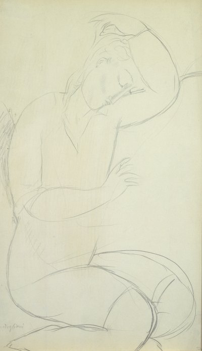 Femme endormie (crayon sur papier) - Amedeo Modigliani