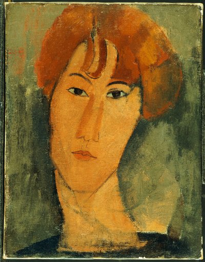 Jeune femme aux cheveux roux portant un col - Amedeo Modigliani