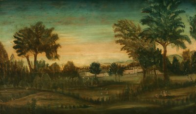 Paysage avec bâtiments - American 18th Century