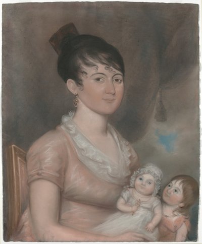 Anna Margaret Blake et ses deux enfants - American 19th Century
