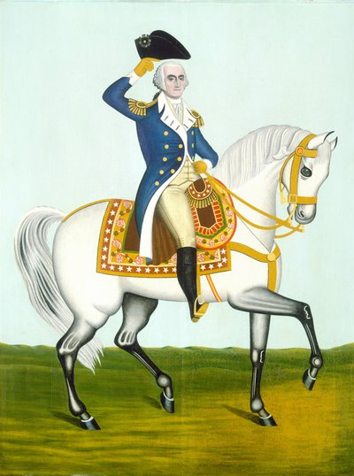 Le général Washington sur un cheval blanc - American 19th Century