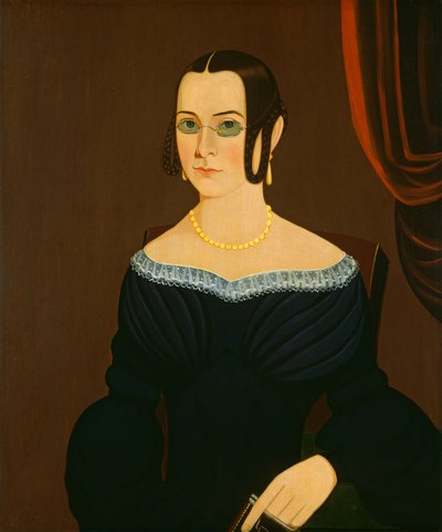 Dame portant des lunettes - American 19th Century