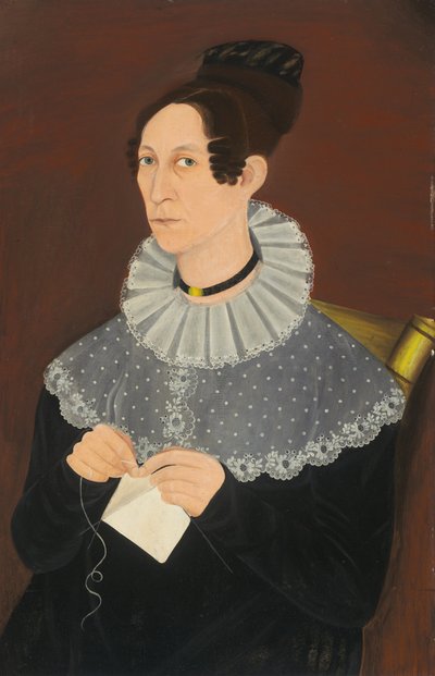 Probablement Sarah Cook Arnold tricotant - American 19th Century