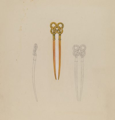 Épingle à cheveux en ambre - American 20th Century