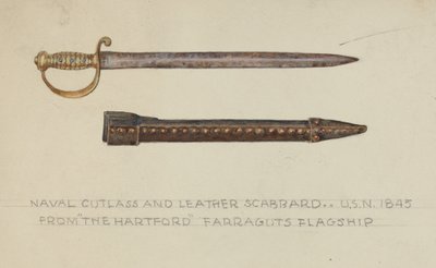 Sabre et fourreau en cuir - American 20th Century