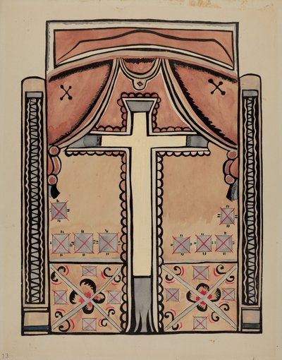 Panneau - Croix et draperies - American 20th Century