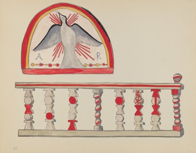 Planche 10 : Lunette du Saint-Esprit : Du portfolio "Dessins coloniaux espagnols du Nouveau-Mexique" - American 20th Century